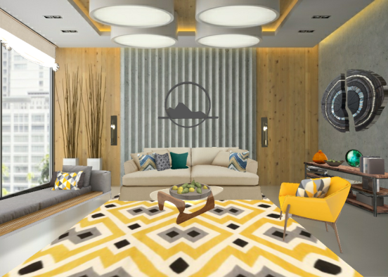 Living room at warm color  Design Rendering