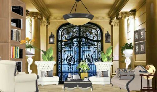 Sala de estar con estilo francés