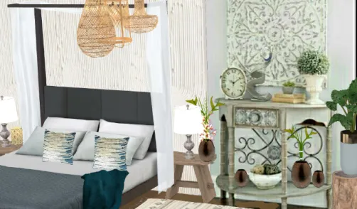 Habitación moderna con estilo bohemio