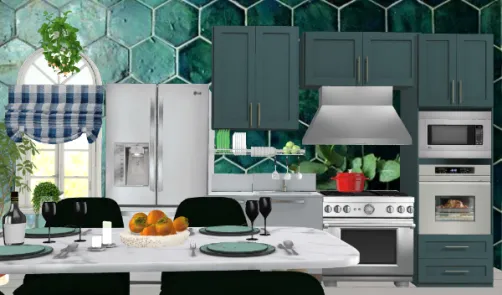 Cocina comedor color azul océano