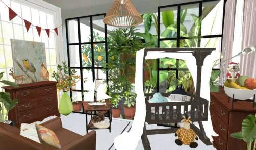Habitación de bebé rodeada de naturaleza 🌿🍁🍀🌷🐦🐦