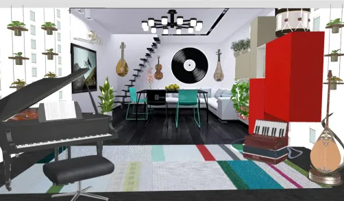 Sala de estar , comedor y sala de música