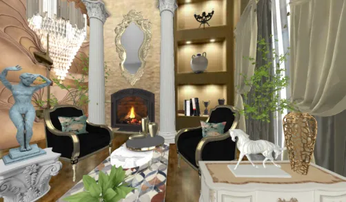 Sala de estar con estilo romano