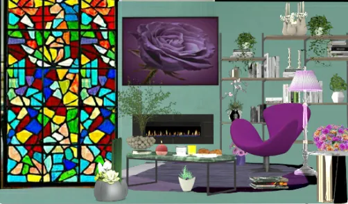 Sala de lectura con mampara en acrílico multicolor