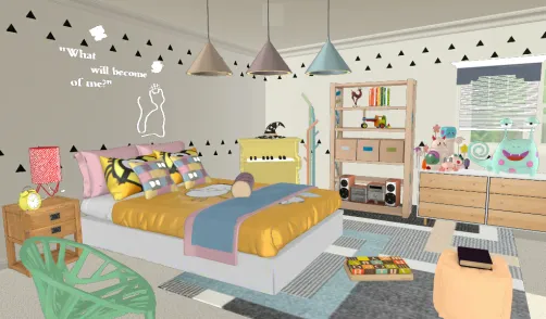 Habitación de niña estilo Memphis