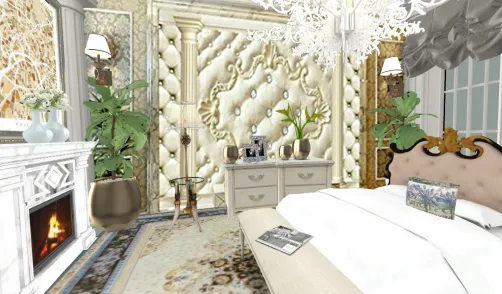 Dormitorio con estilo romano
