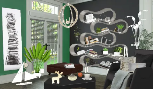 Rincón de lectura con muebles y accesorios de acrílico