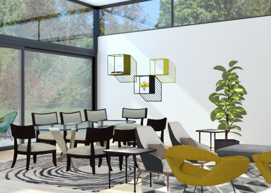 Dining lounge all round window Design Rendering