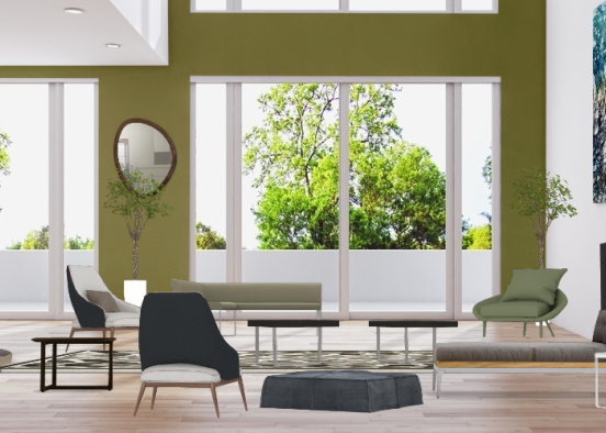 Neutral forest floor lounge Design Rendering