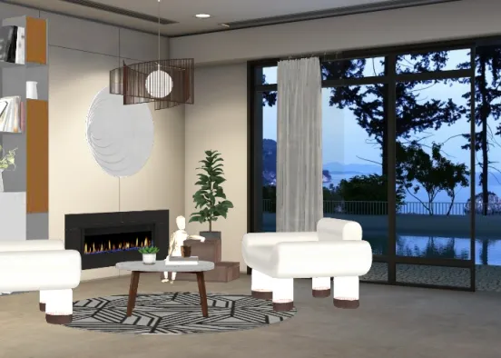 Modern minimalist living room Design Rendering
