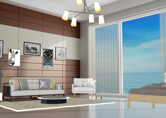 Bedroom/Living Room Design Rendering