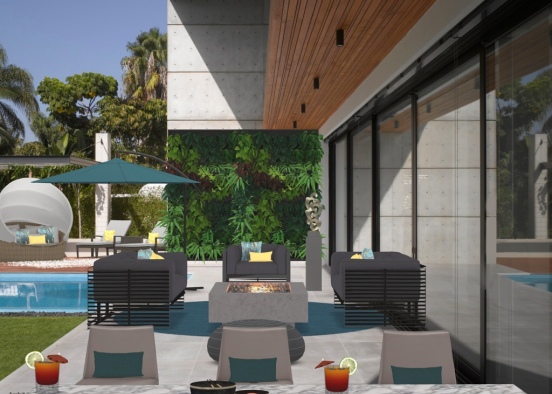by the Pool. - outdoor  Design Rendering