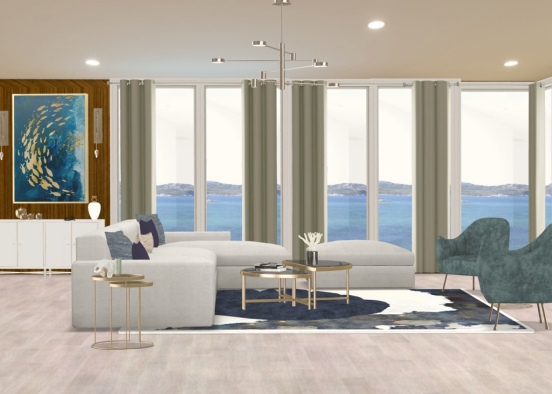 Living room ocean view  Design Rendering