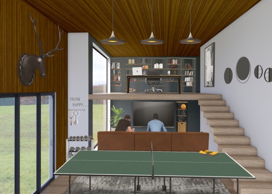 game room —- home office  Design Rendering