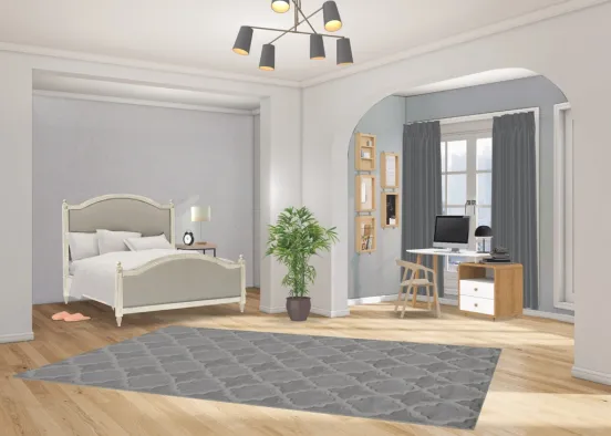 Bedroom+workroom Design Rendering