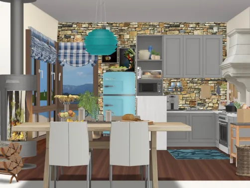 Piccola cucina in mini appartamento al mare