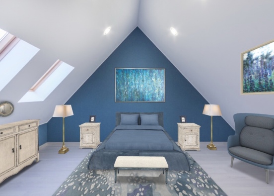 chambre bleu Design Rendering