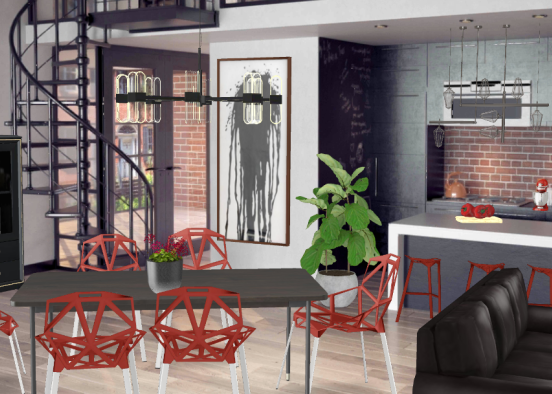 Red and Black Industrial Design Rendering