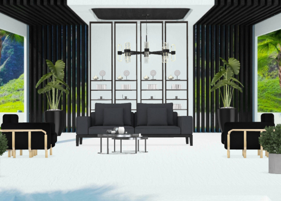 Tropical Paradise Living Room Design Rendering