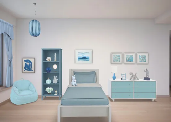 blue kids bedroom Design Rendering