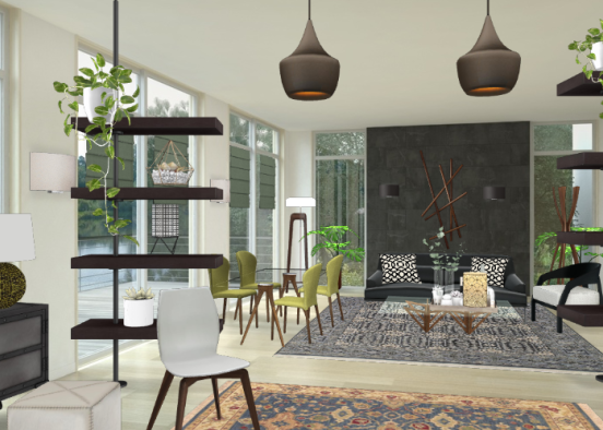 Living Room in glass Design Rendering