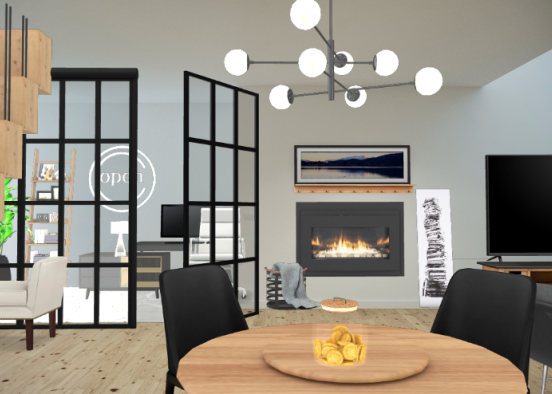 Rustical black living room  Design Rendering