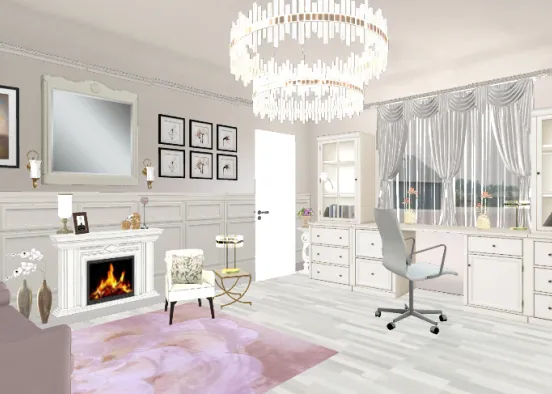 Pink glam office Design Rendering
