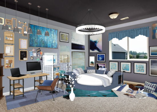 Blue Aesthetic Bedroom (Photographer) Design Rendering