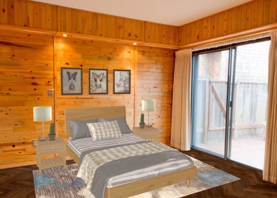 wooden guest room  Design Rendering