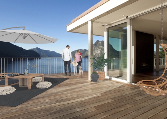 simple family lake house  Design Rendering