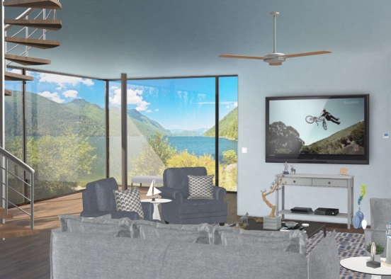 lake house living room  Design Rendering