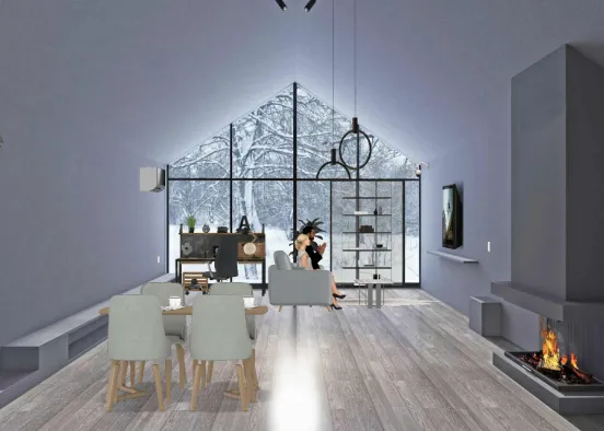 Modern living/dinning room Design Rendering