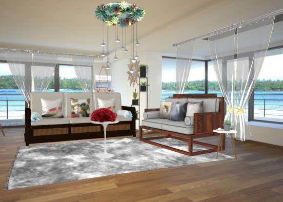Sala de estar en la playa Design Rendering