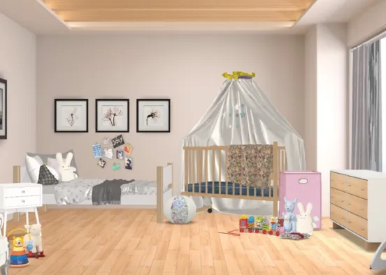 Toddler and baby shared bedroom Design Rendering