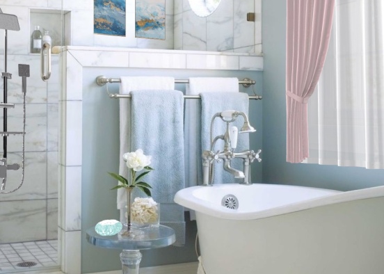 Royal blue bathroom Design Rendering