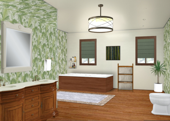 Leafy bathroom Design Rendering