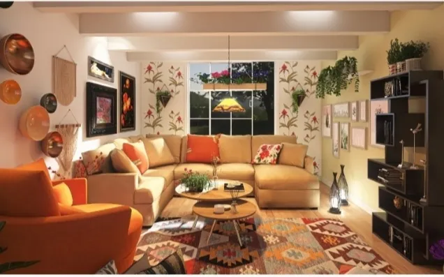 Living room with touch of orange 🧡