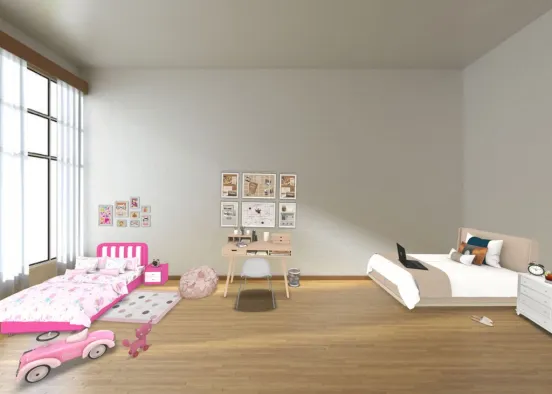 two opposite sisters sharing a room. Design Rendering
