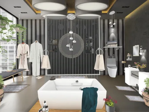 Gray Bathroom. HS empty room 