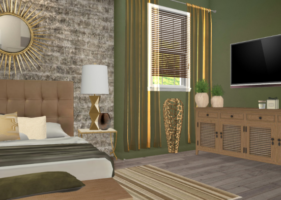 Warm comfy bedroom Design Rendering