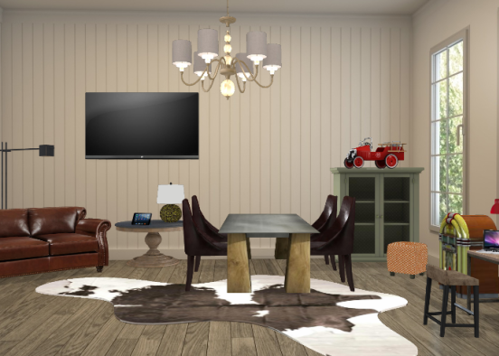 Retro living room Design Rendering