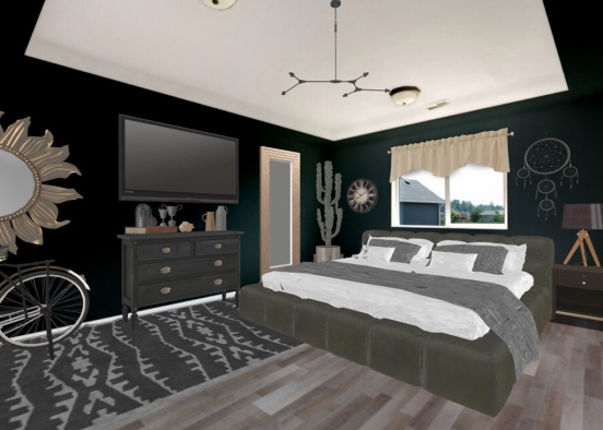 green gold and black room Design Rendering