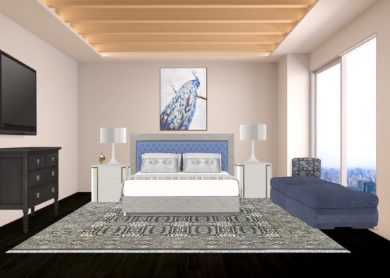 blue and gold room Design Rendering