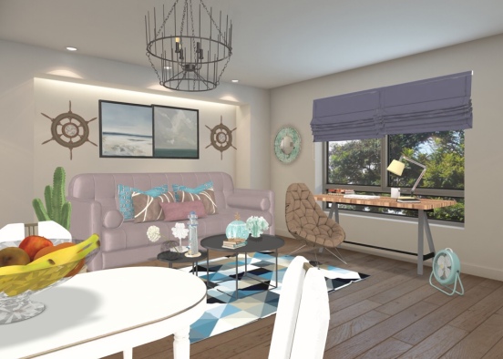 seaside living room Design Rendering