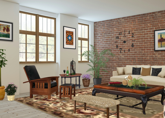 Traditional unwind living room Design Rendering