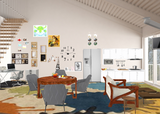 Tiny artist studio apartment Design Rendering