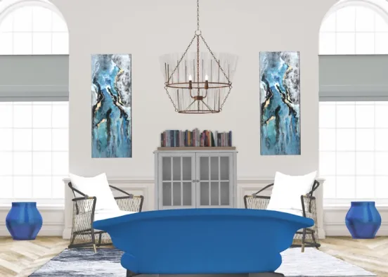 true blue sitting room  Design Rendering