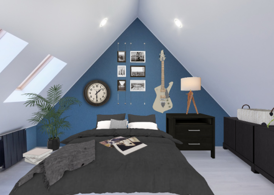 Minimalist blue room Design Rendering