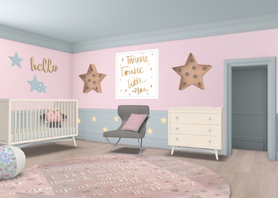 pink star baby nursery Design Rendering