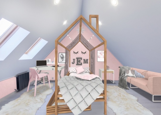 light pink girls’ bedroom Design Rendering